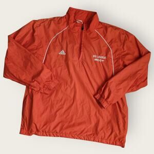 Adidas 1/4 Zip Pullover Mens Sz L Orange 3 Stripes Mesh Lined Vented VTG Y2K